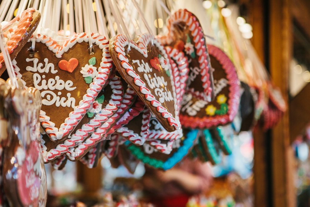 Lebkuchen or Pfefferkuchen is a traditional German baked Christmas cookie somewhat resembling gingerbread