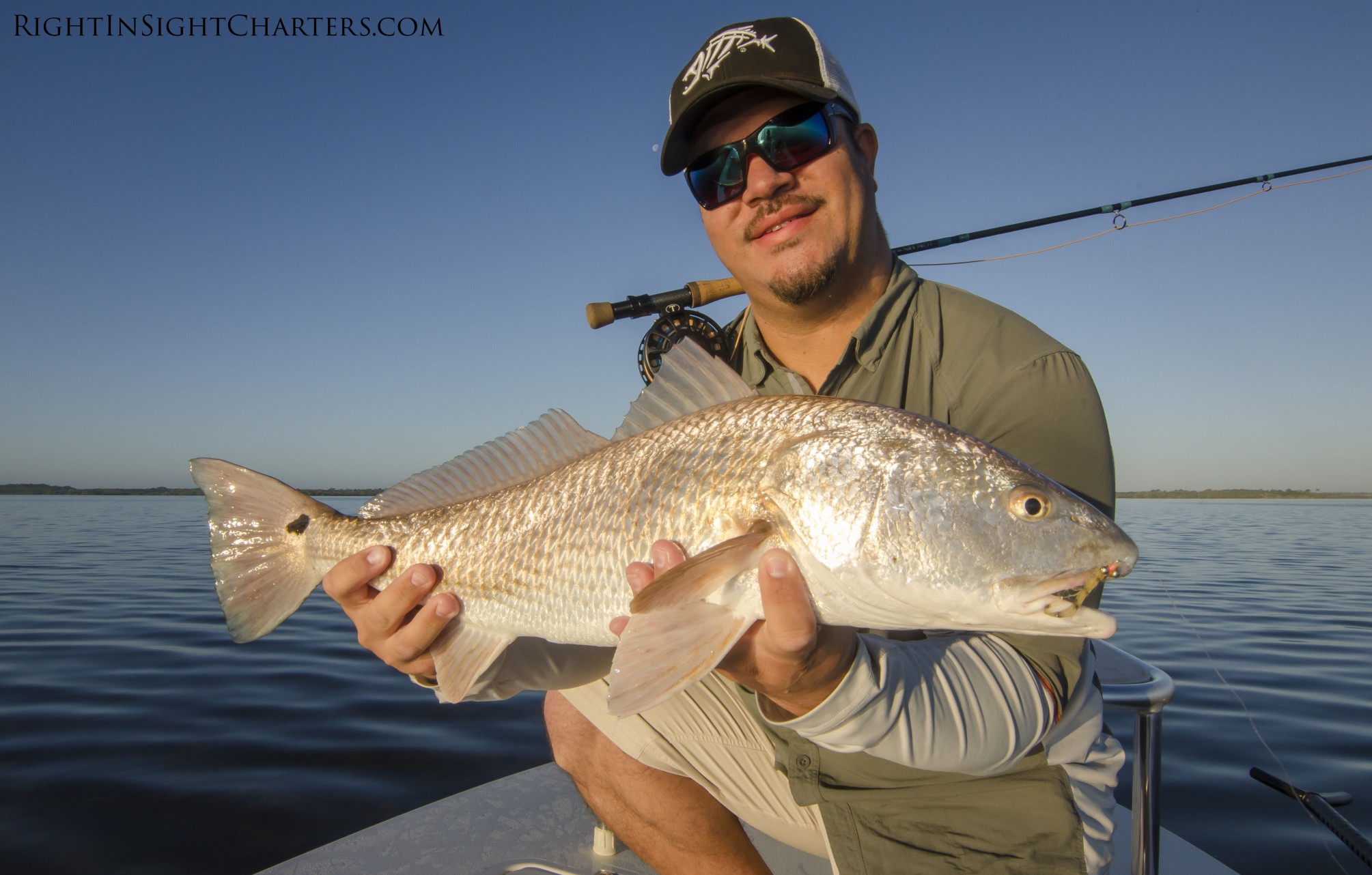 fly fishing-fly fishing for redfish-redfish on fly-mosquito lagoon fly fishing-east cape skiffs-right in sight charters-sight fishing-florida fly fishing